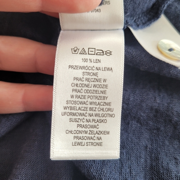 H Halston Navy Linen Short Sleeve Button Front Cardigan - Picture 11 of 13